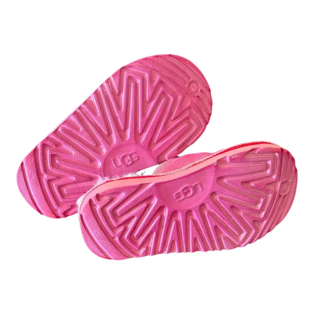 UGG Kids Tasman Slippers Custom Color Pink Suede Wool‎ Lined Slip On Shoes